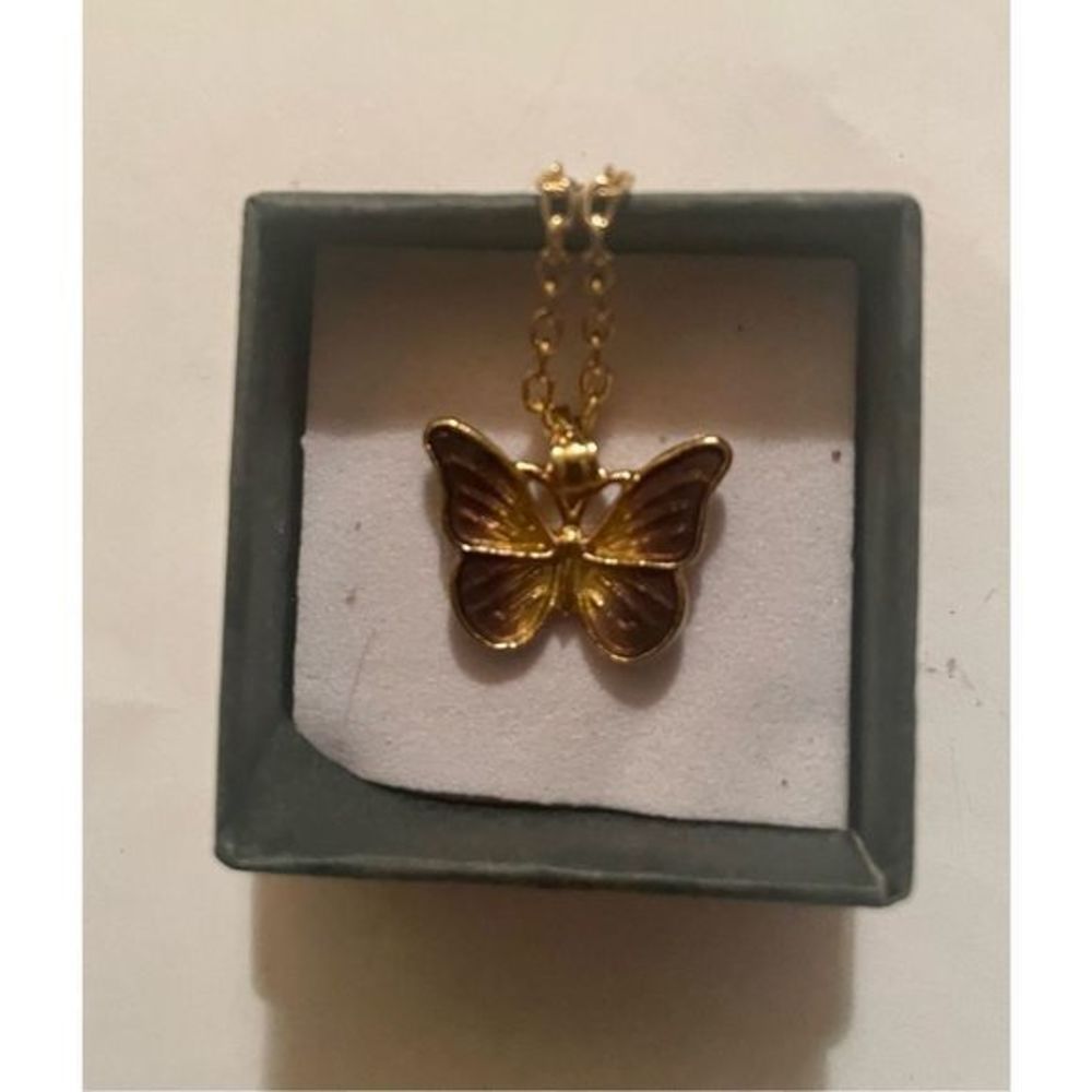 PURPLE & GOLD BUTTERFLY NECKLACE
